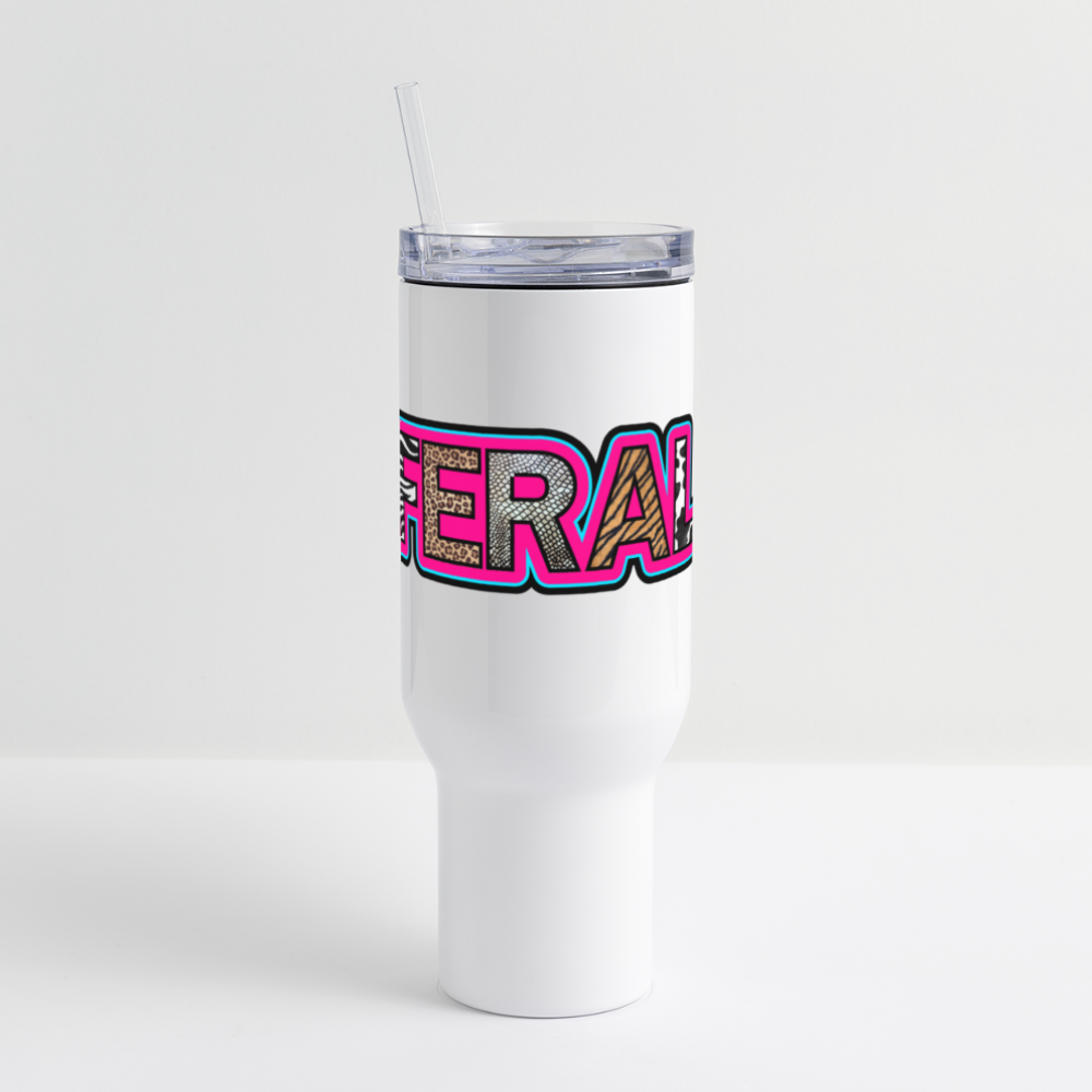 Feral Animal Print 40 oz Travel Tumbler - white