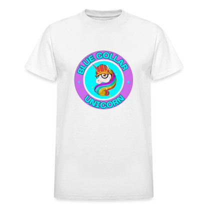Purple Blue Collar Unicorn Gildan Ultra Cotton Adult T-Shirt - white