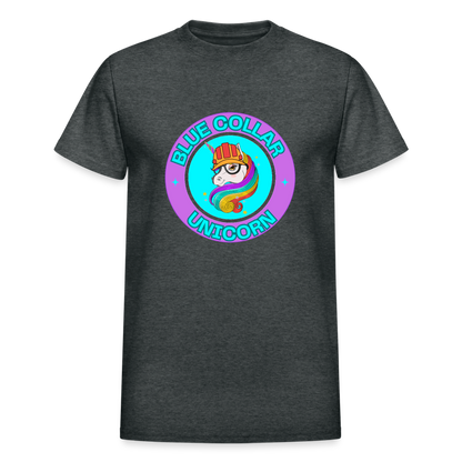 Purple Blue Collar Unicorn Gildan Ultra Cotton Adult T-Shirt - deep heather