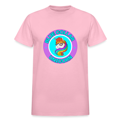 Purple Blue Collar Unicorn Gildan Ultra Cotton Adult T-Shirt - light pink