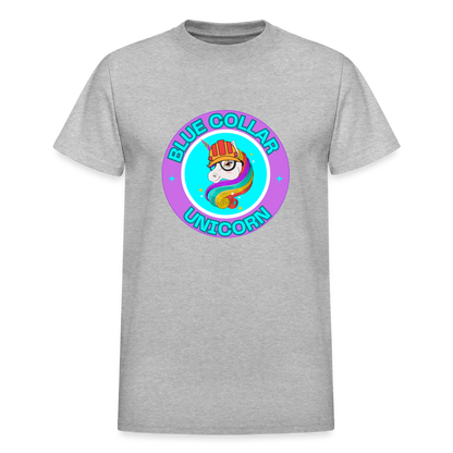 Purple Blue Collar Unicorn Gildan Ultra Cotton Adult T-Shirt - heather gray