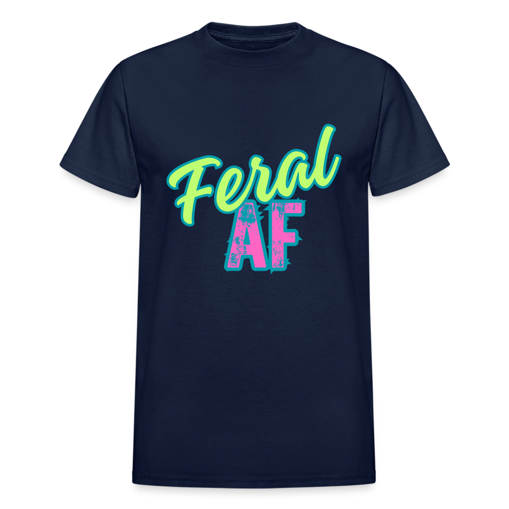 PASTEL FERAL AF Gildan Ultra Cotton Adult T-Shirt - navy