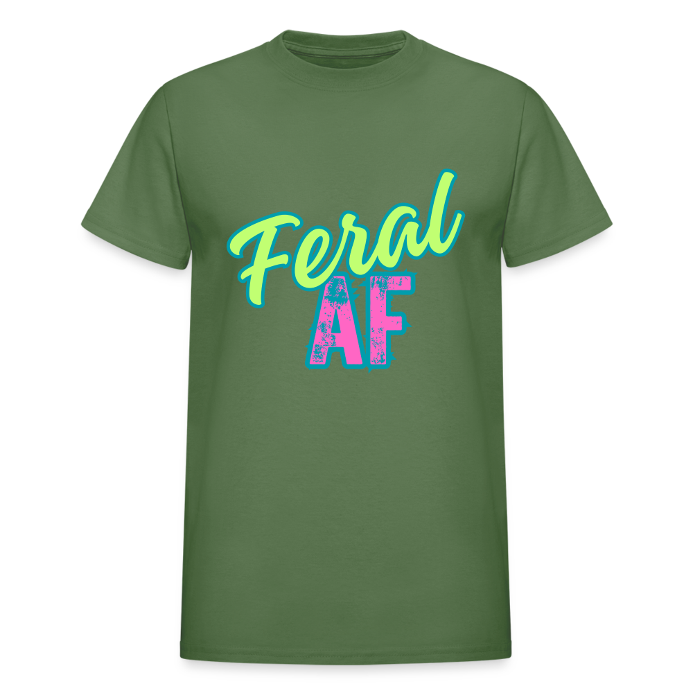 PASTEL FERAL AF Gildan Ultra Cotton Adult T-Shirt - military green