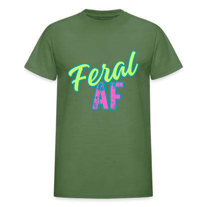 PASTEL FERAL AF Gildan Ultra Cotton Adult T-Shirt - military green