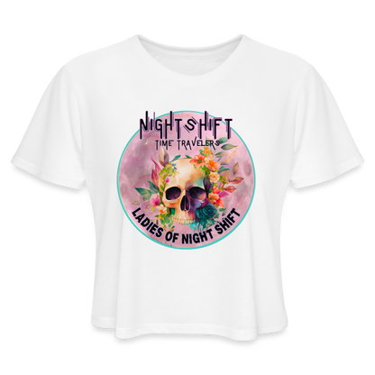 LADIES OF NIGHT SHIFT Women's Cropped T-Shirt - white