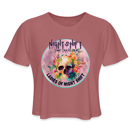 LADIES OF NIGHT SHIFT Women's Cropped T-Shirt - mauve