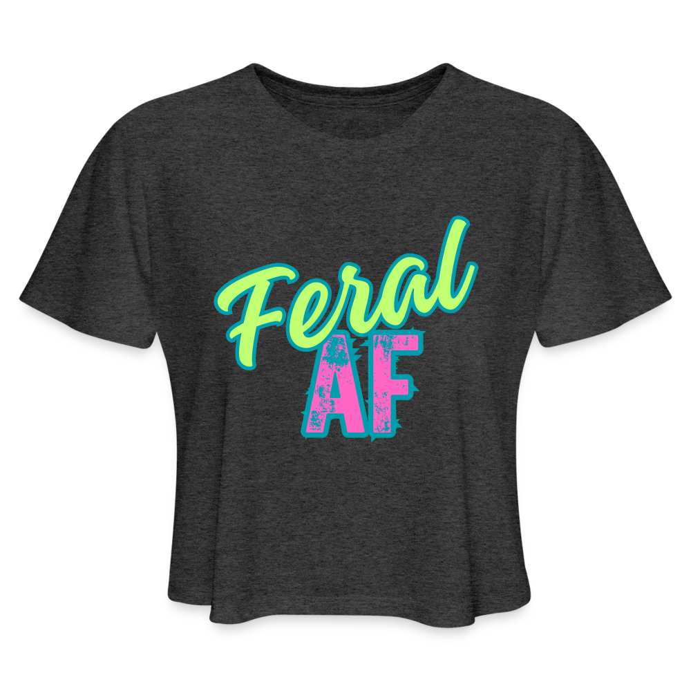 FERAL AF Women's Cropped T-Shirt - deep heather