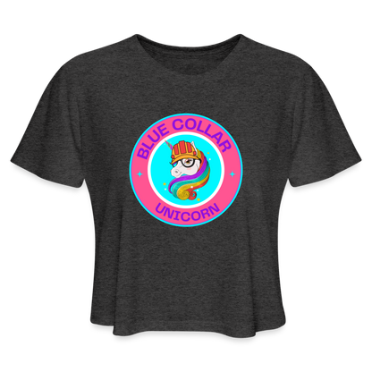 BLUE COLLAR UNICORN Women's Cropped T-Shirt - deep heather
