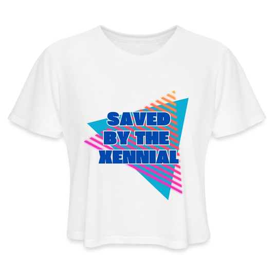SAVED BY THE XENNIAL Women's Cropped T-Shirt - white
