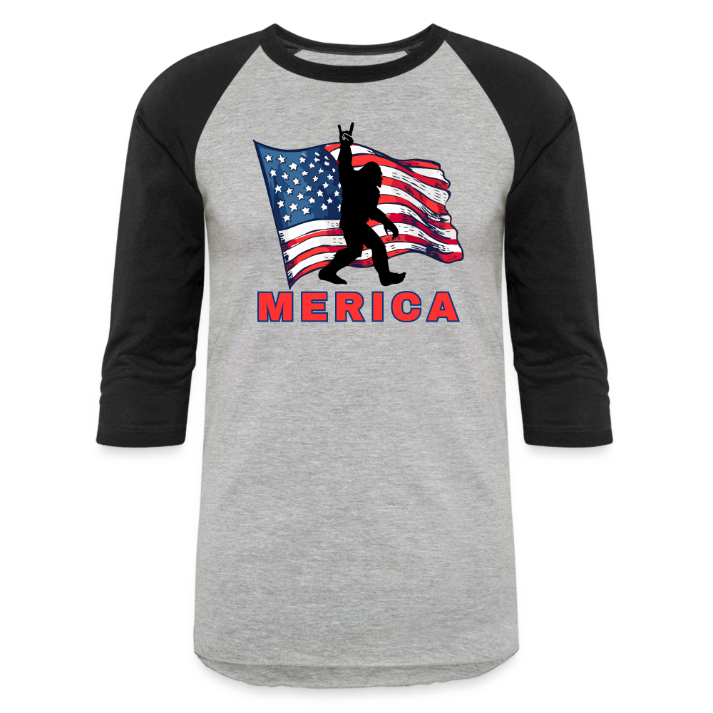 MERICA Baseball T-Shirt - heather gray/black