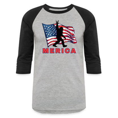 MERICA Baseball T-Shirt - heather gray/black