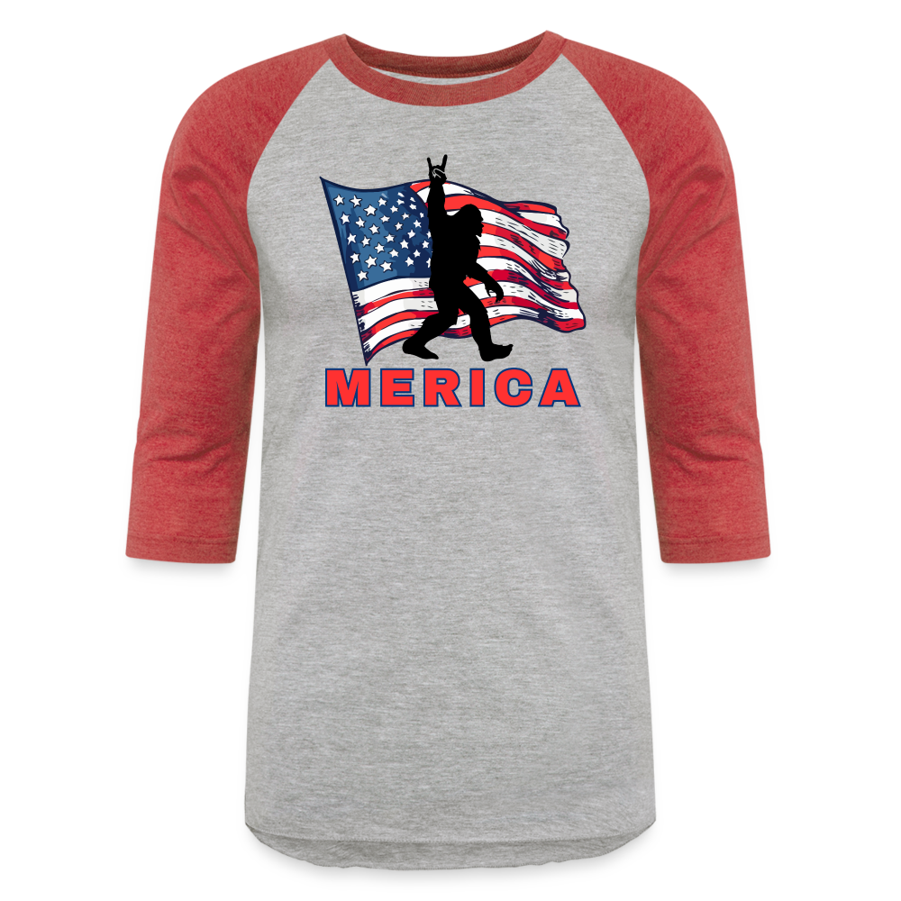 MERICA Baseball T-Shirt - heather gray/red