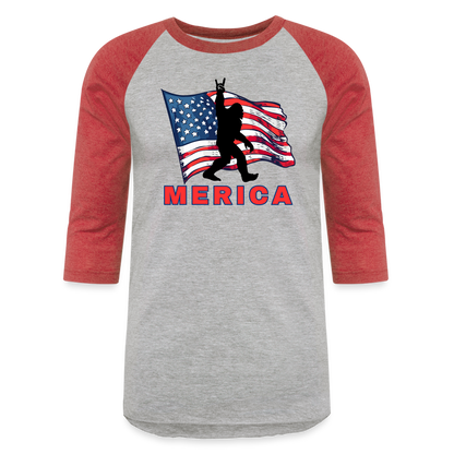MERICA Baseball T-Shirt - heather gray/red