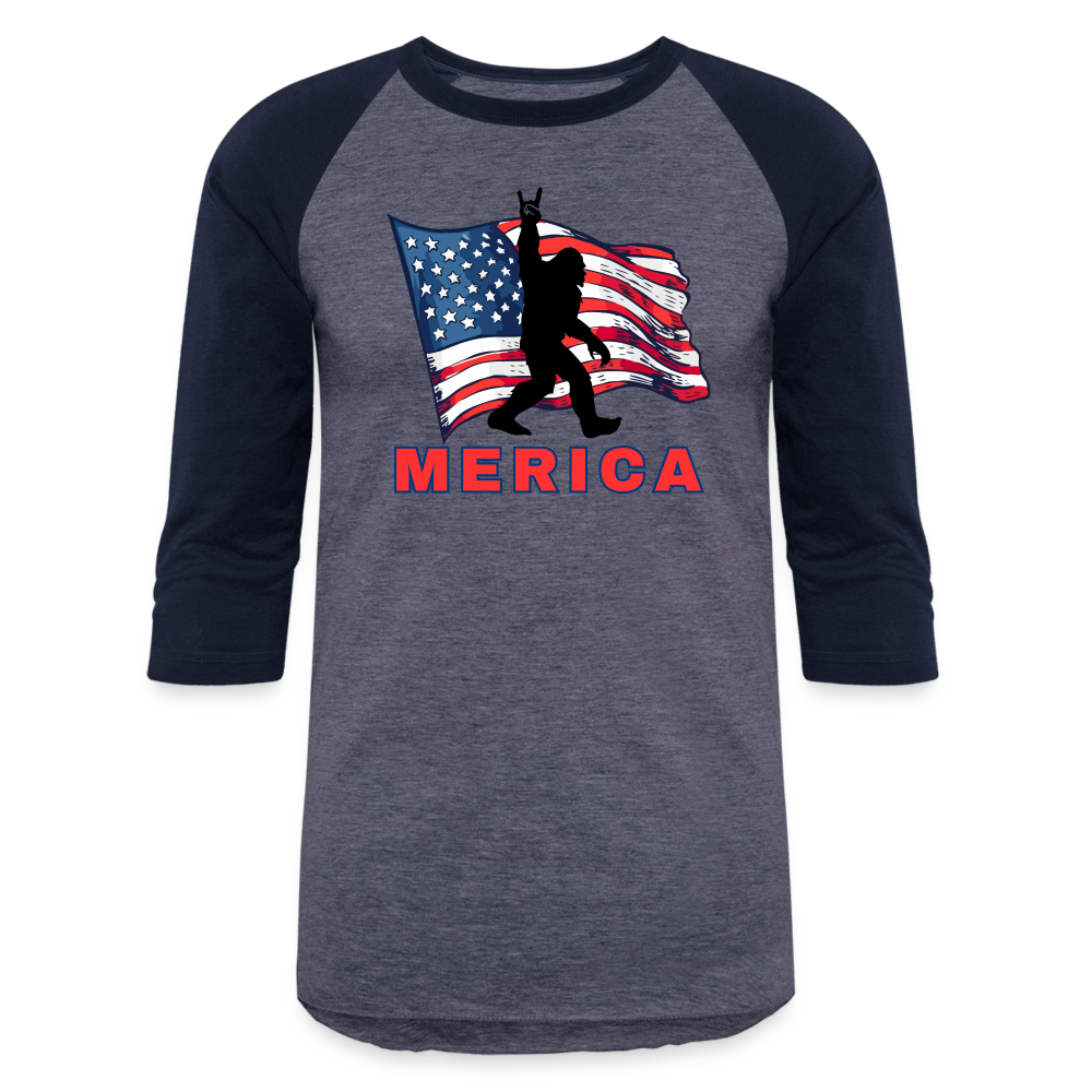 MERICA Baseball T-Shirt - heather blue/navy