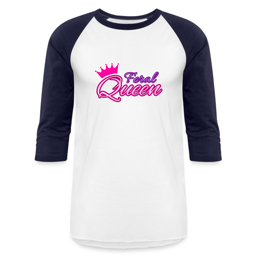 FERAL QUEEN Baseball T-Shirt - white/navy