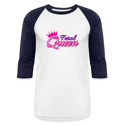 FERAL QUEEN Baseball T-Shirt - white/navy