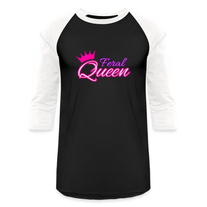 FERAL QUEEN Baseball T-Shirt - black/white