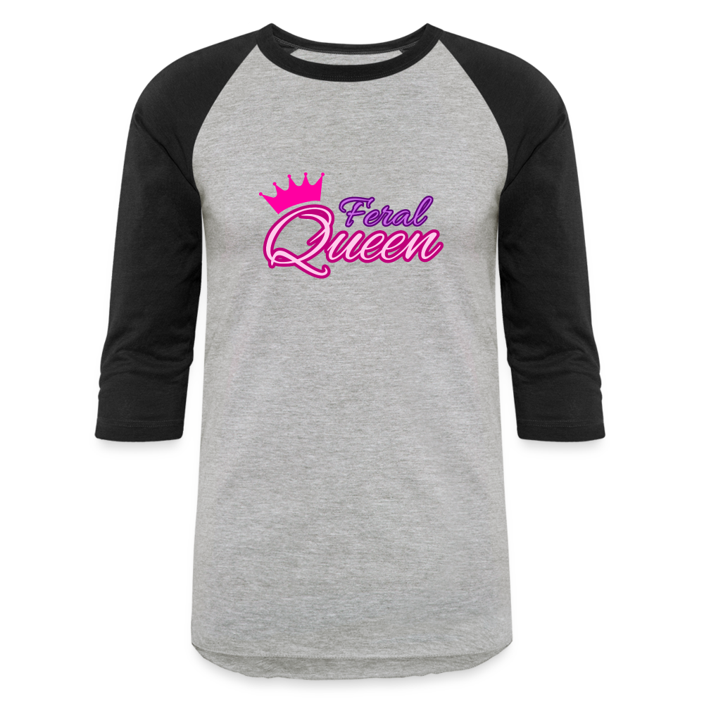 FERAL QUEEN Baseball T-Shirt - heather gray/black