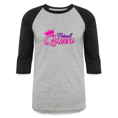 FERAL QUEEN Baseball T-Shirt - heather gray/black
