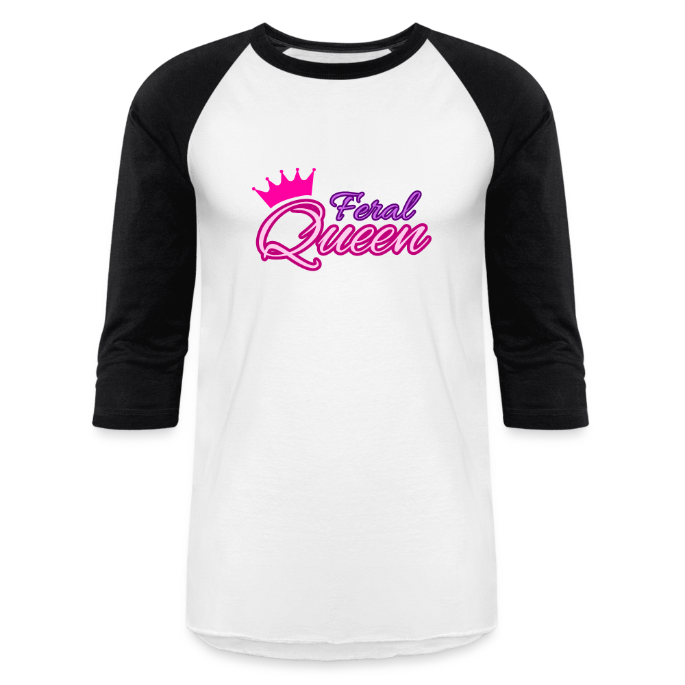 FERAL QUEEN Baseball T-Shirt - white/black