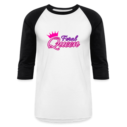 FERAL QUEEN Baseball T-Shirt - white/black