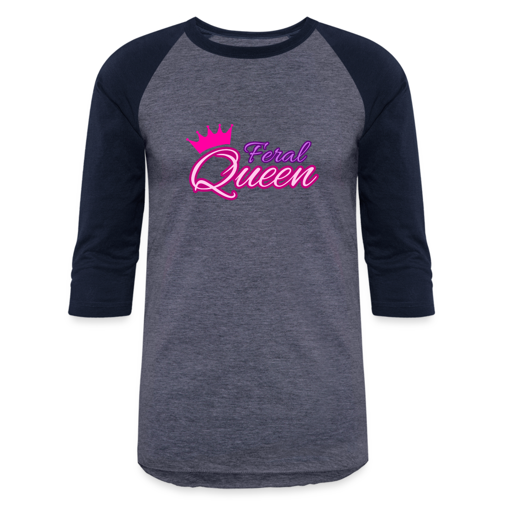 FERAL QUEEN Baseball T-Shirt - heather blue/navy