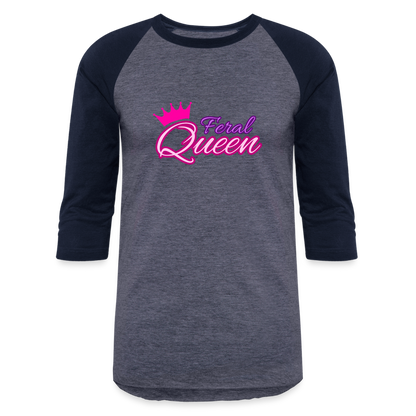 FERAL QUEEN Baseball T-Shirt - heather blue/navy