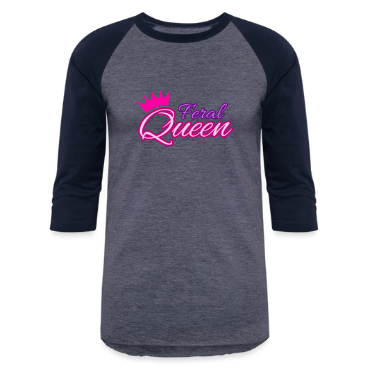 FERAL QUEEN Baseball T-Shirt - heather blue/navy