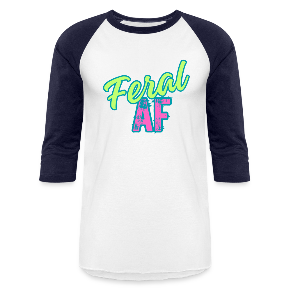 FERAL AF Baseball T-Shirt - white/navy