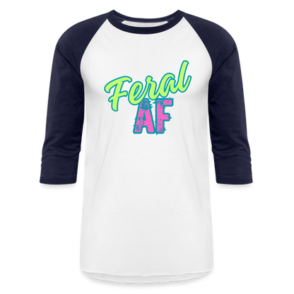 FERAL AF Baseball T-Shirt - white/navy