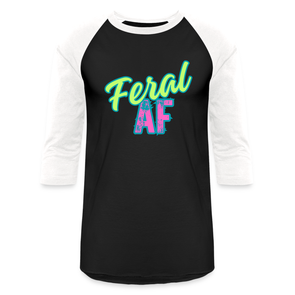 FERAL AF Baseball T-Shirt - black/white