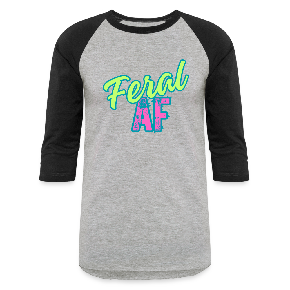 FERAL AF Baseball T-Shirt - heather gray/black