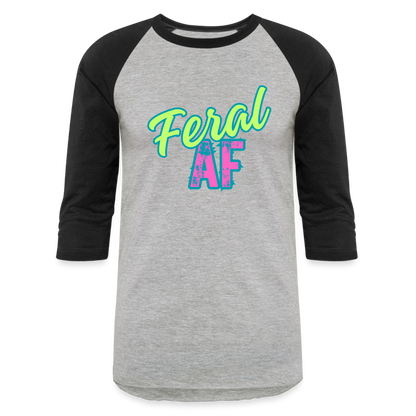 FERAL AF Baseball T-Shirt - heather gray/black
