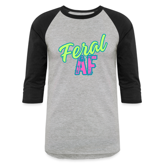 FERAL AF Baseball T-Shirt - heather gray/black