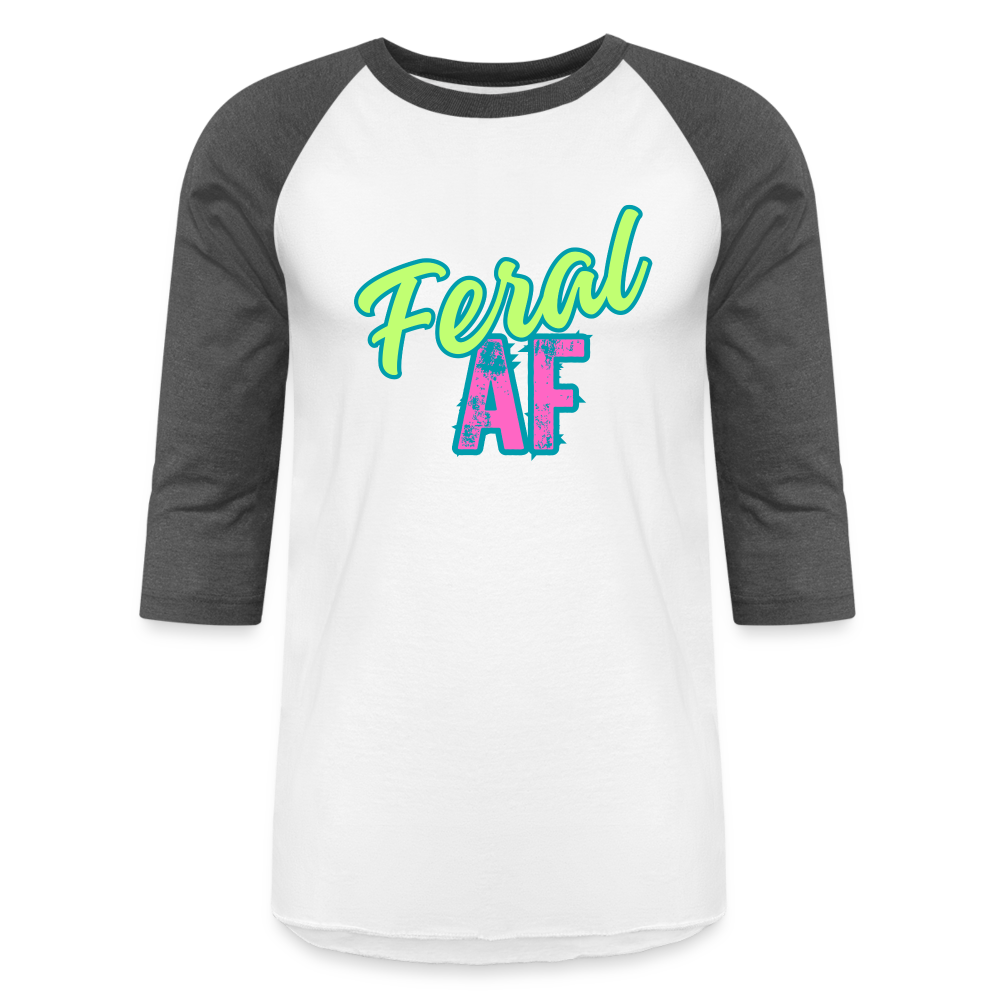 FERAL AF Baseball T-Shirt - white/charcoal