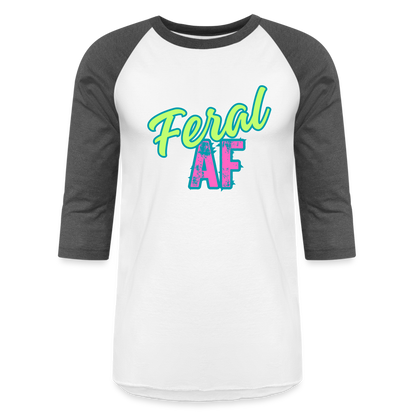 FERAL AF Baseball T-Shirt - white/charcoal