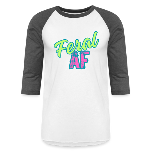 FERAL AF Baseball T-Shirt - white/charcoal