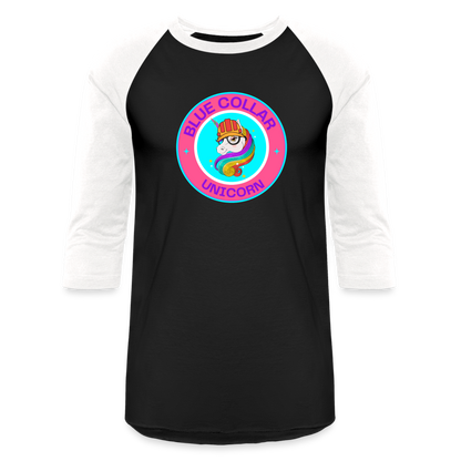 PINK BLUE COLLAR UNICORN Baseball T-Shirt - black/white