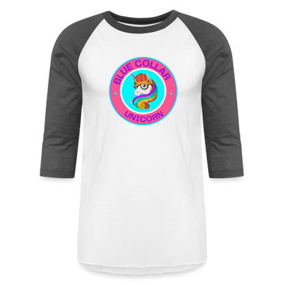 PINK BLUE COLLAR UNICORN Baseball T-Shirt - white/charcoal