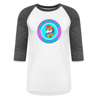PURPLE BLUE COLLAR UNICORN Baseball T-Shirt - white/charcoal