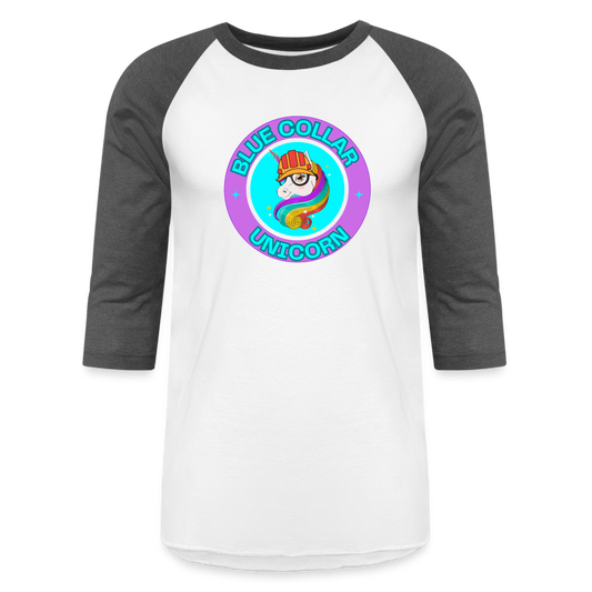 PURPLE BLUE COLLAR UNICORN Baseball T-Shirt - white/charcoal