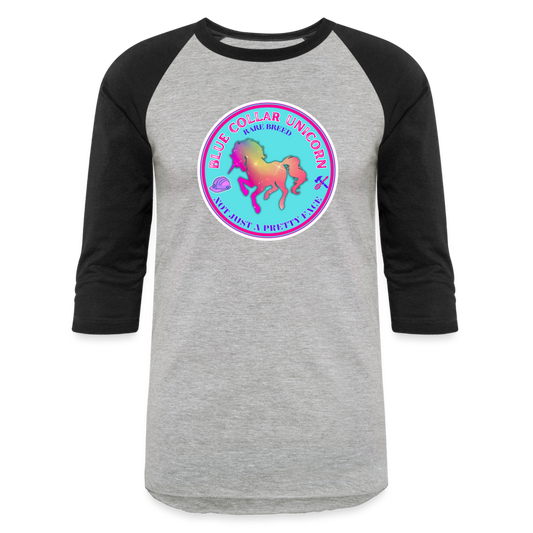 BLUE COLLAR UNICORN Baseball T-Shirt - heather gray/black