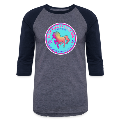 BLUE COLLAR UNICORN Baseball T-Shirt - heather blue/navy