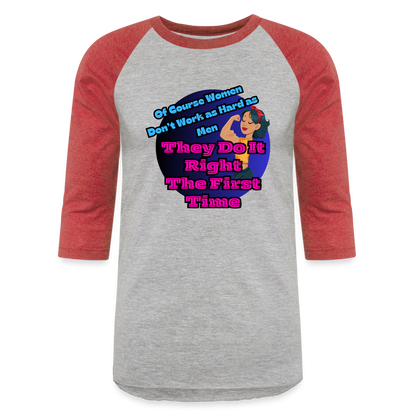 WOMEN DO IT RIGHT Baseball T-Shirt - heather gray/red