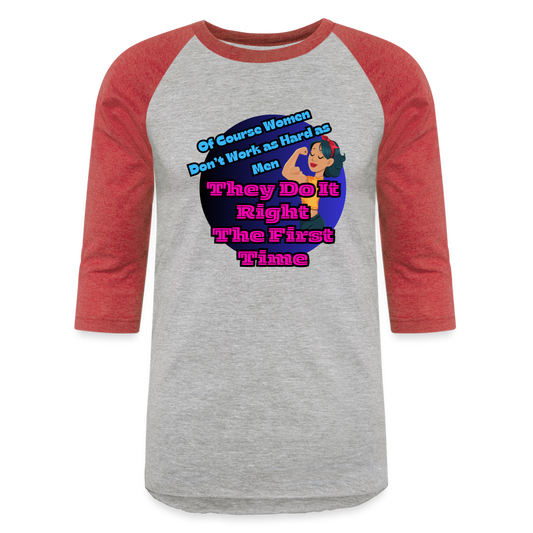 WOMEN DO IT RIGHT Baseball T-Shirt - heather gray/red
