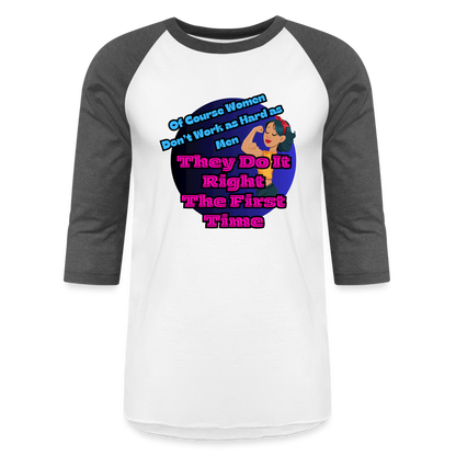 WOMEN DO IT RIGHT Baseball T-Shirt - white/charcoal