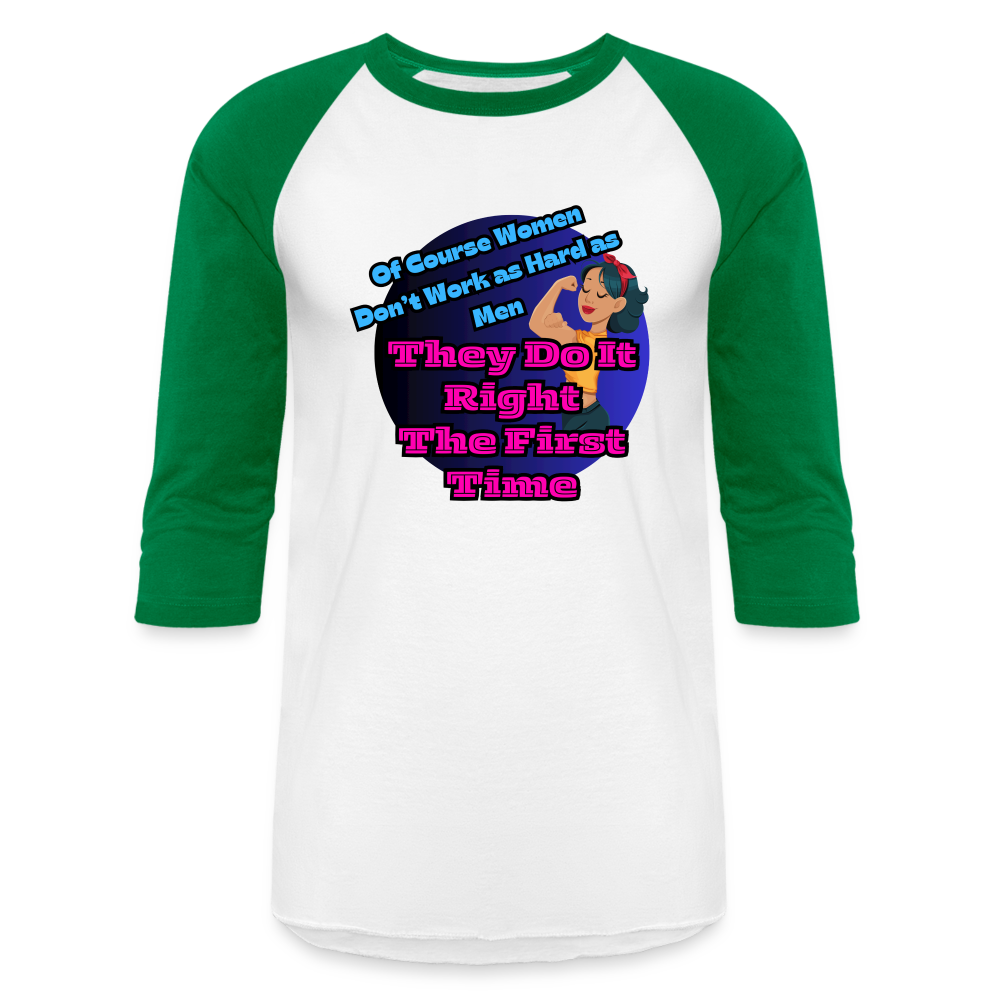 WOMEN DO IT RIGHT Baseball T-Shirt - white/kelly green