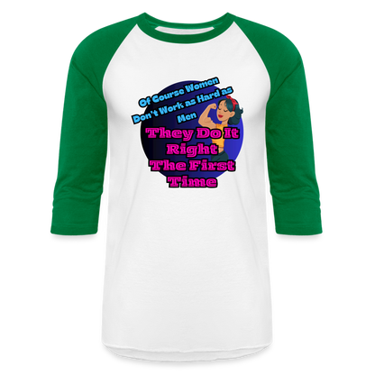 WOMEN DO IT RIGHT Baseball T-Shirt - white/kelly green