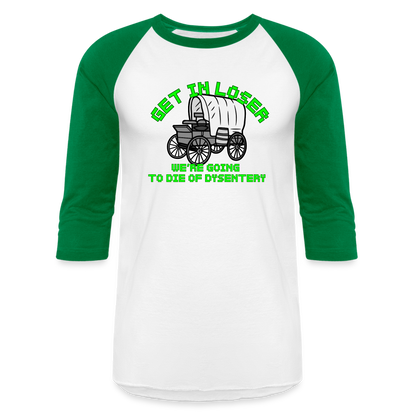 GET IN LOSER Baseball T-Shirt - white/kelly green