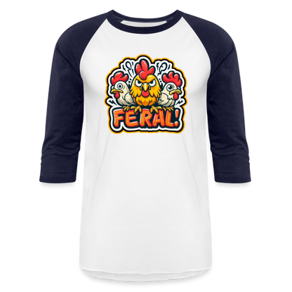 FERAL CHICKEN Baseball T-Shirt - white/navy